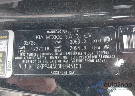 2023 Kia Forte Gt from USA, damaged, VIN 3KPF44AC0PE645103
